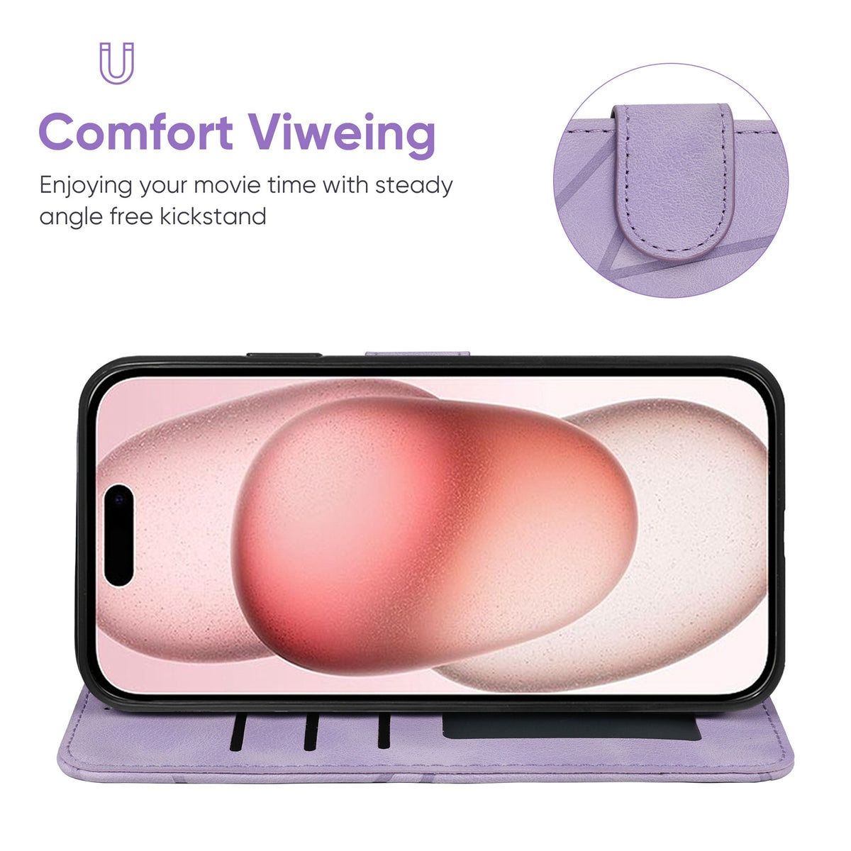 ELECTROPRIME For iPhone 15 Skin Feel Geometric Lines Leather Phone Case(Purple)