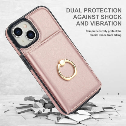 ELECTROPRIME For iPhone 15 RFID Anti-theft Card Ring Holder Phone Case(Rose Gold)