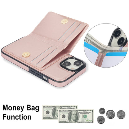 ELECTROPRIME For iPhone 15 RFID Anti-theft Card Ring Holder Phone Case(Rose Gold)