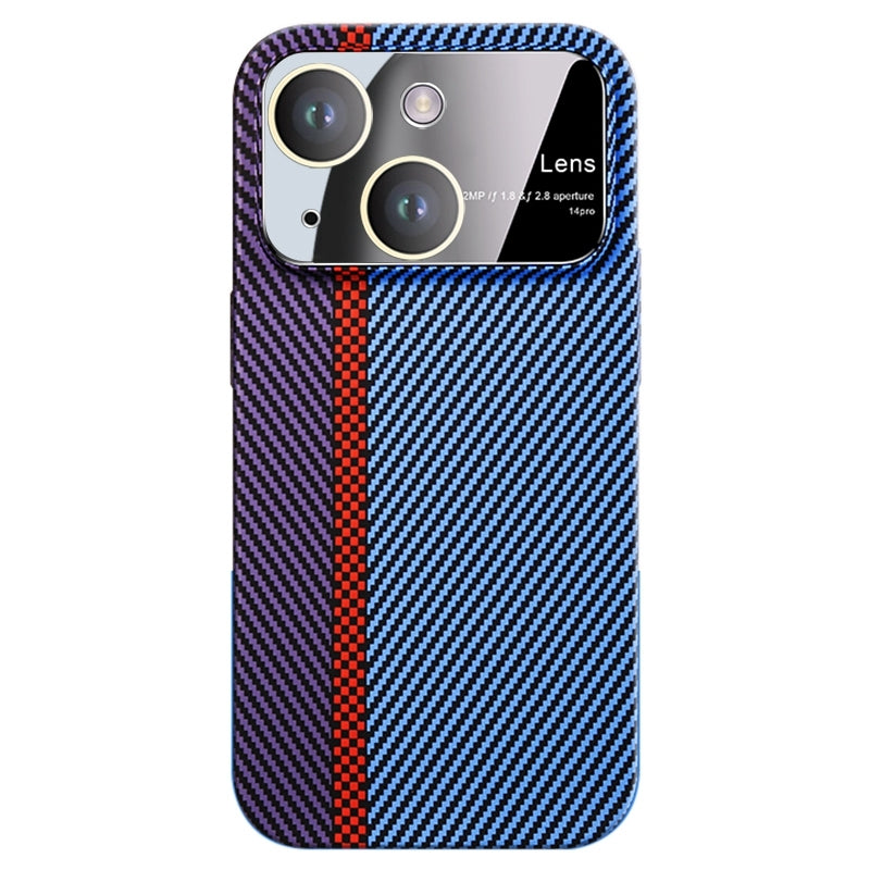 ELECTROPRIME For iPhone 15 Plus Large Window Carbon Fiber Shockproof Phone Case(Purple Blue)