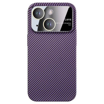 ELECTROPRIME For iPhone 15 Large Window Carbon Fiber Shockproof Phone Case(Dark Purple)