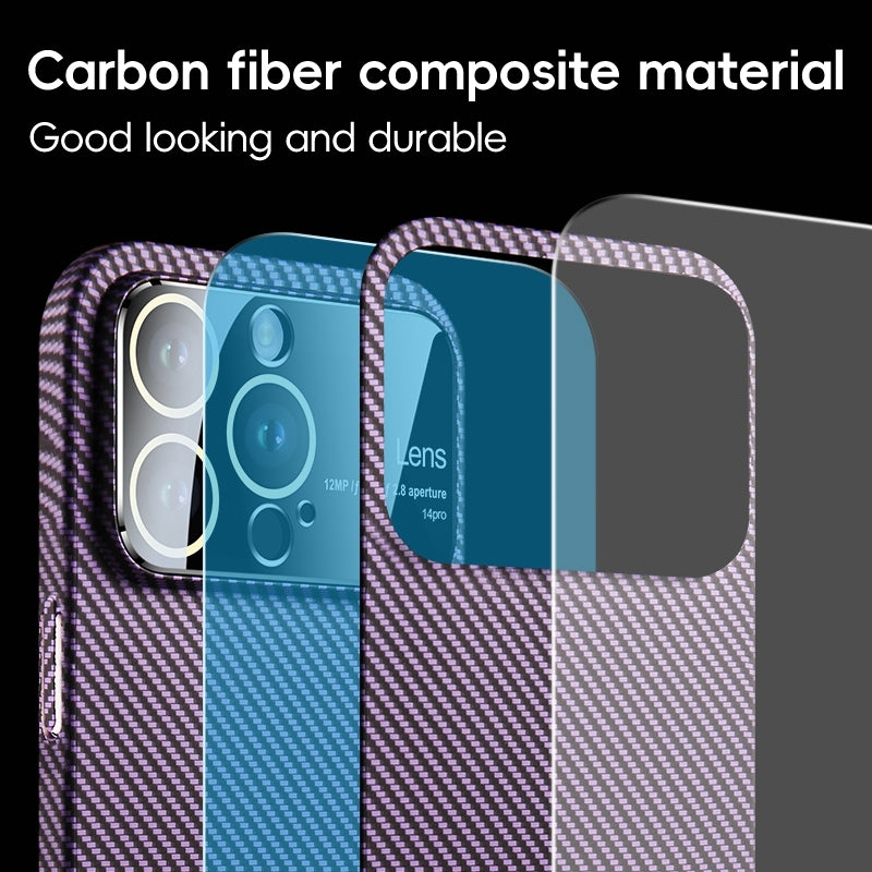 ELECTROPRIME For iPhone 15 Plus Large Window Carbon Fiber Shockproof Phone Case(Purple Blue)