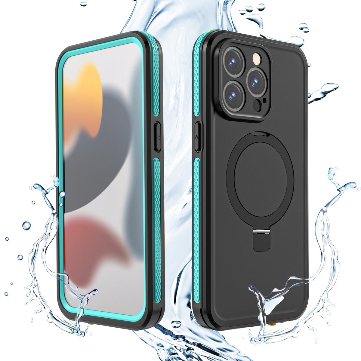 ELECTROPRIME For iPhone 15 RedPepper IP68 Waterproof MagSafe Magnetic Holder Phone Case(Blue)