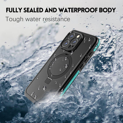 ELECTROPRIME For iPhone 15 RedPepper IP68 Waterproof MagSafe Magnetic Holder Phone Case(Blue)