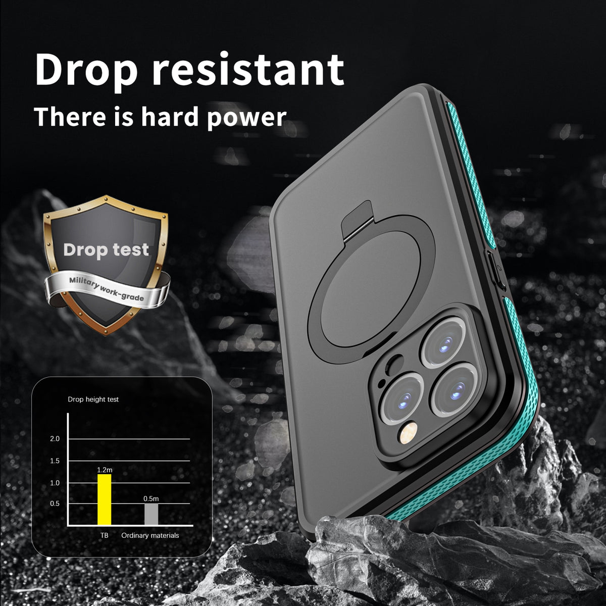 ELECTROPRIME For iPhone 15 RedPepper IP68 Waterproof MagSafe Magnetic Holder Phone Case(Blue)