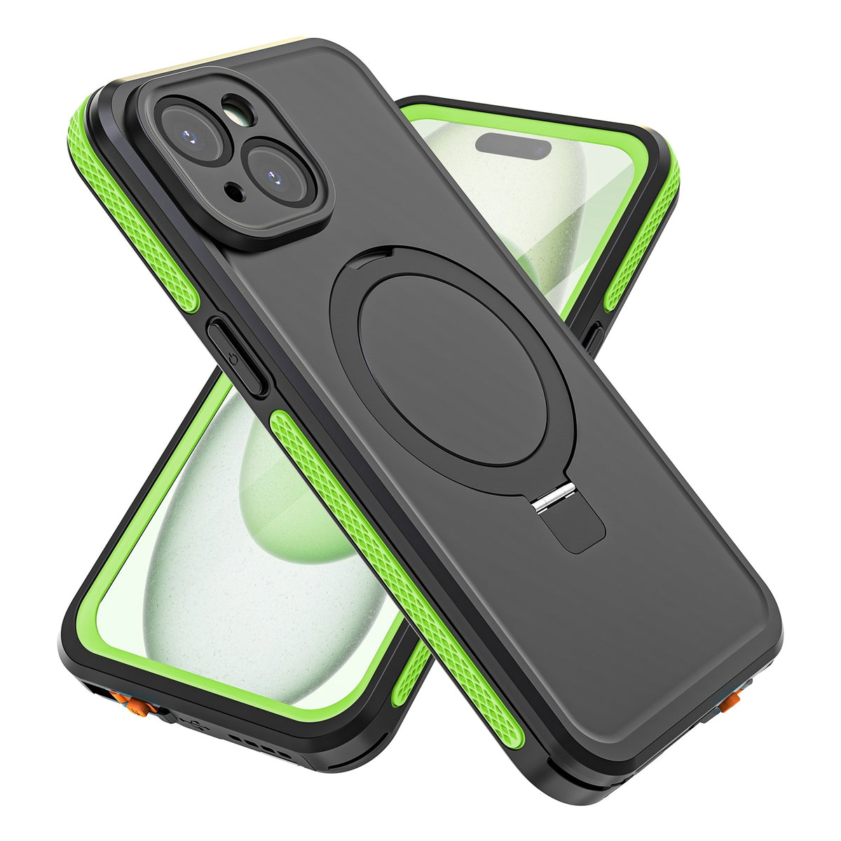 ELECTROPRIME For iPhone 15 RedPepper IP68 Waterproof MagSafe Magnetic Holder Phone Case(Green)