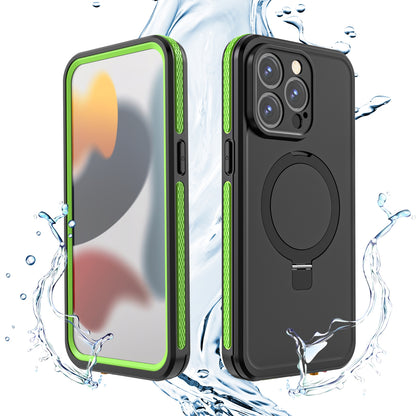 ELECTROPRIME For iPhone 15 RedPepper IP68 Waterproof MagSafe Magnetic Holder Phone Case(Green)