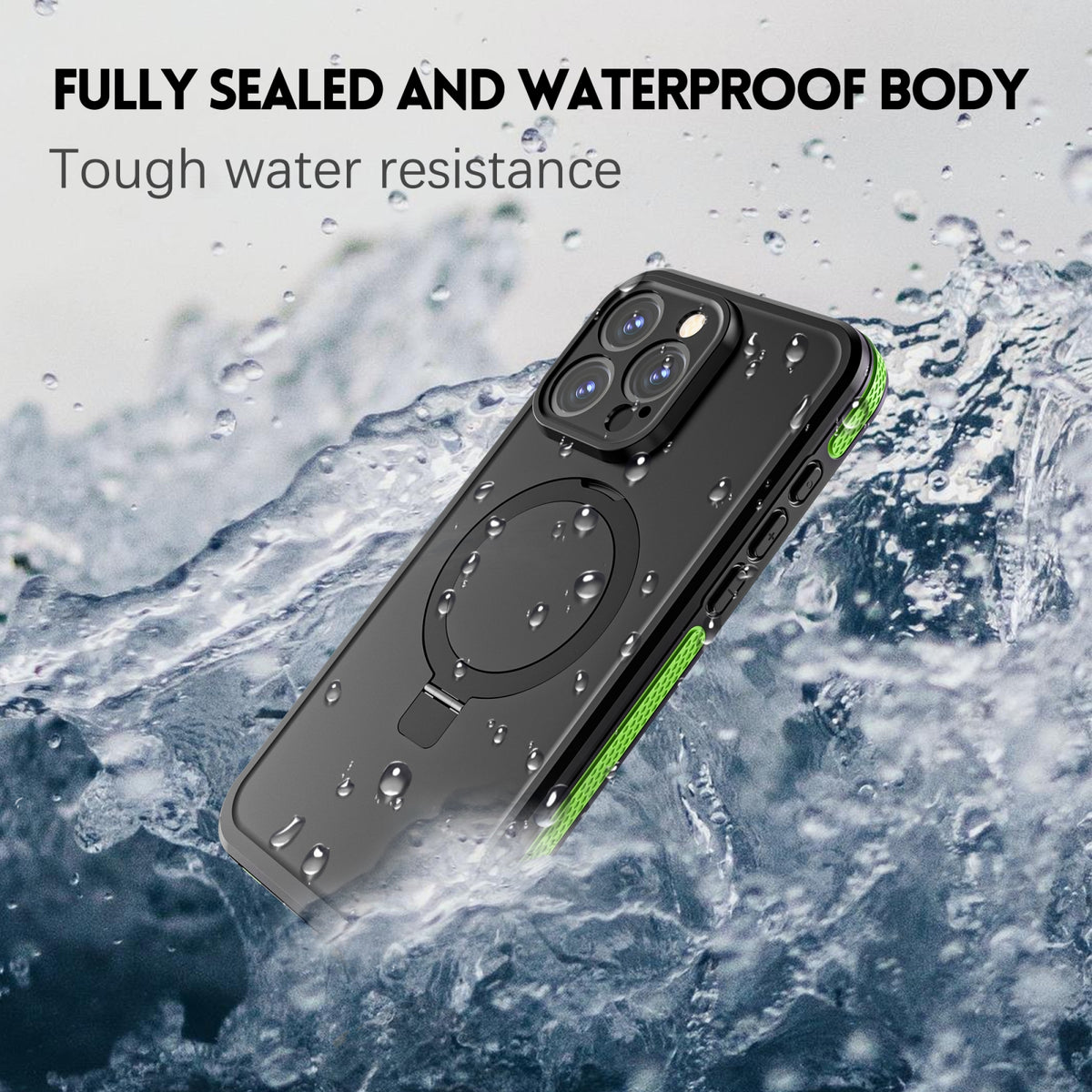 ELECTROPRIME For iPhone 15 RedPepper IP68 Waterproof MagSafe Magnetic Holder Phone Case(Green)