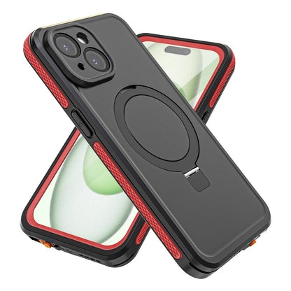 ELECTROPRIME For iPhone 15 RedPepper IP68 Waterproof MagSafe Magnetic Holder Phone Case(Red)
