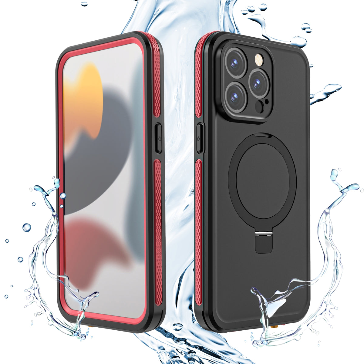 ELECTROPRIME For iPhone 15 RedPepper IP68 Waterproof MagSafe Magnetic Holder Phone Case(Red)