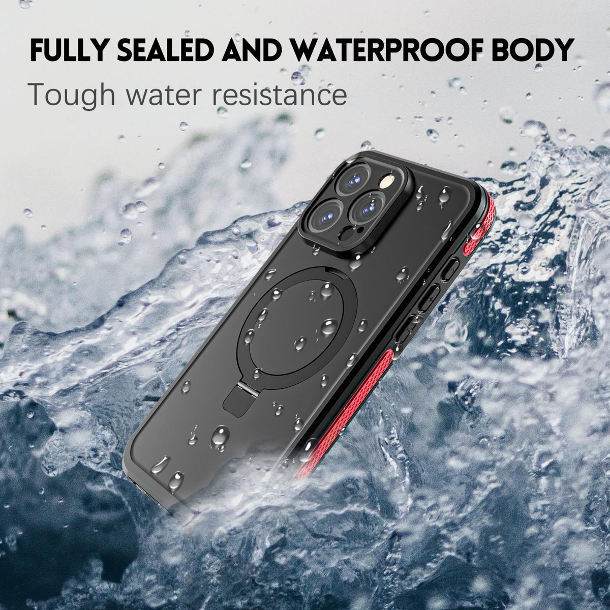 ELECTROPRIME For iPhone 15 RedPepper IP68 Waterproof MagSafe Magnetic Holder Phone Case(Red)