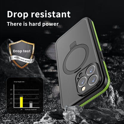 ELECTROPRIME For iPhone 15 RedPepper IP68 Waterproof MagSafe Magnetic Holder Phone Case(Yellow Green)