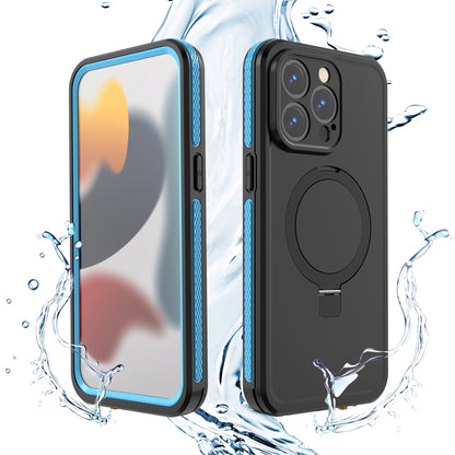 ELECTROPRIME For iPhone 15 RedPepper IP68 Waterproof MagSafe Magnetic Holder Phone Case(Light Blue)