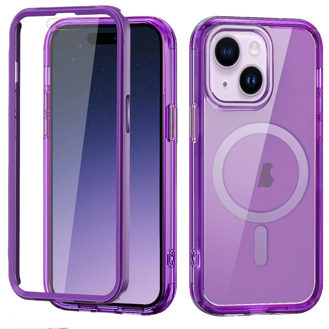 ELECTROPRIME For iPhone 15 Plus Colorful MagSafe Magnetic PC Hybrid TPU Phone Case(Dark Purple)