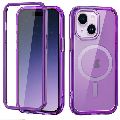 ELECTROPRIME For iPhone 15 Plus Colorful MagSafe Magnetic PC Hybrid TPU Phone Case(Dark Purple)