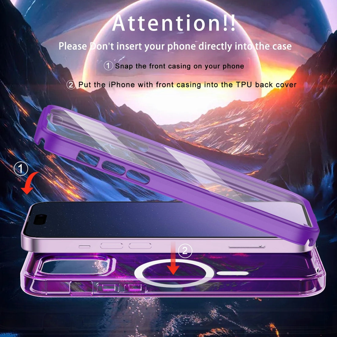 ELECTROPRIME For iPhone 15 Plus Colorful MagSafe Magnetic PC Hybrid TPU Phone Case(Dark Purple)