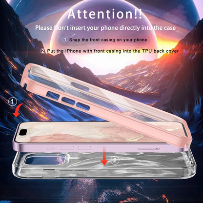 ELECTROPRIME For iPhone 15 Plus IMD Gradient Feather PC Hybrid TPU Phone Case(Light Pink)