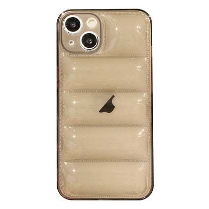 ELECTROPRIME For iPhone 15 Plus Eiderdown Airbag Glossy TPU Phone Case(Transparent Black)