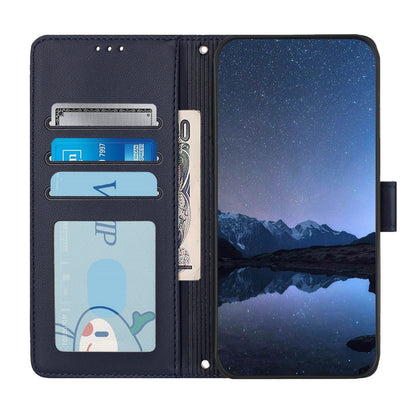 ELECTROPRIME For iPhone 15 Cat Rat Embossed Pattern RFID PU Phone Case with Wrist Strap(Blue)