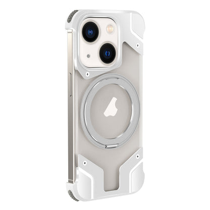ELECTROPRIME For iPhone 15 Borderless MagSafe Rotating Holder Transparent Phone(Silver)