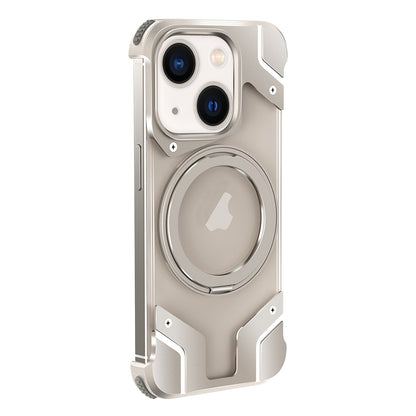 ELECTROPRIME For iPhone 15 Plus Borderless MagSafe Rotating Holder Transparent Phone(Titanium Primary)