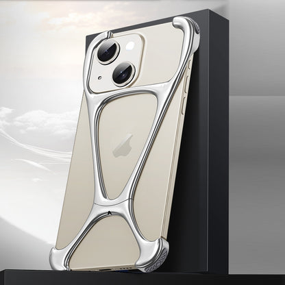 ELECTROPRIME For iPhone 15 Hercules Zinc Alloy Borderless Metal Phone Case(Bright Silver)