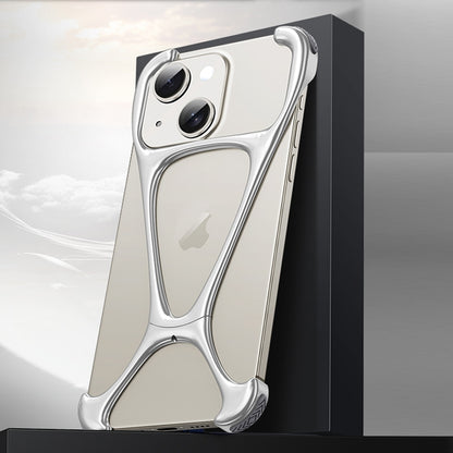 ELECTROPRIME For iPhone 15 Hercules Zinc Alloy Borderless Metal Phone Case(Matt Silve)