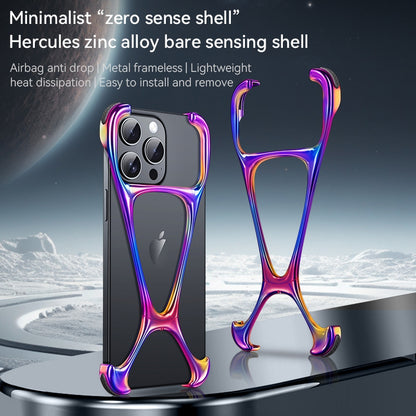 ELECTROPRIME For iPhone 15 Hercules Zinc Alloy Borderless Metal Phone Case(Bright Silver)
