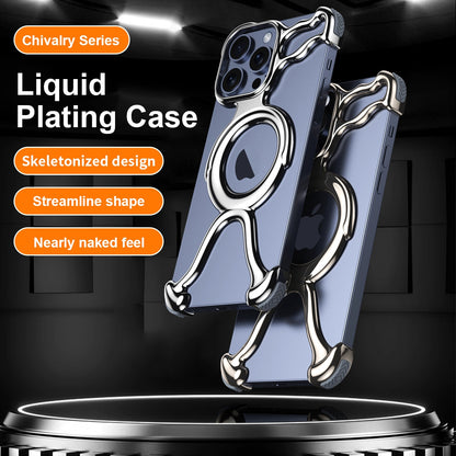 ELECTROPRIME For iPhone 15 Liquid Plating PC Hollow MagSafe Phone Case(Matt Silve)
