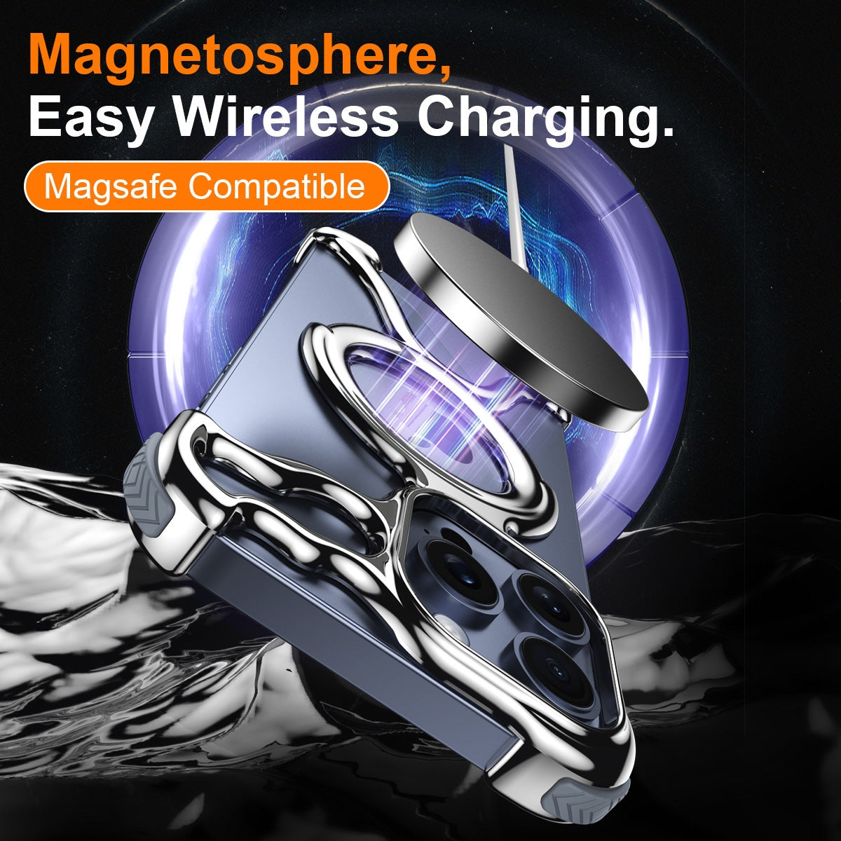 ELECTROPRIME For iPhone 15 Liquid Plating PC Hollow MagSafe Phone Case(Matt Silve)