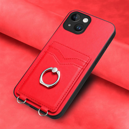 ELECTROPRIME For iPhone 15 R20 Ring Card Holder Phone Case(Red)