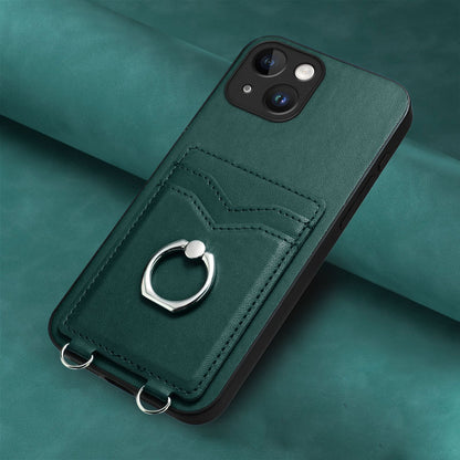 ELECTROPRIME For iPhone 15 R20 Ring Card Holder Phone Case(Green)