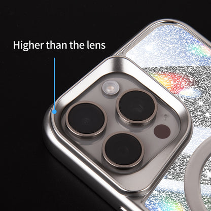 ELECTROPRIME For iPhone 15 Plus Blade MagSafe Magnetic Gradient Glitter PC Phone Case(Silver White)