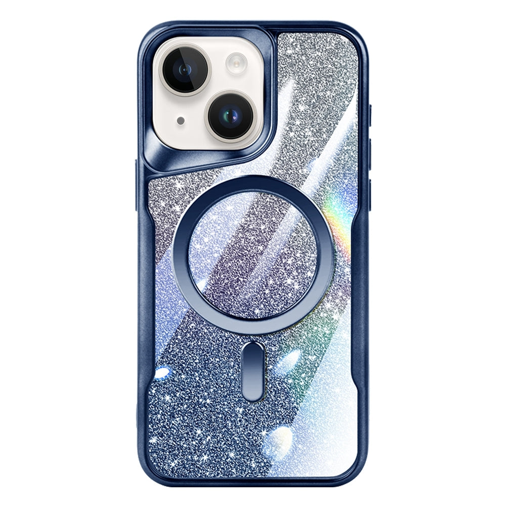 ELECTROPRIME For iPhone 15 Blade MagSafe Magnetic Gradient Glitter PC Phone Case(Blue)