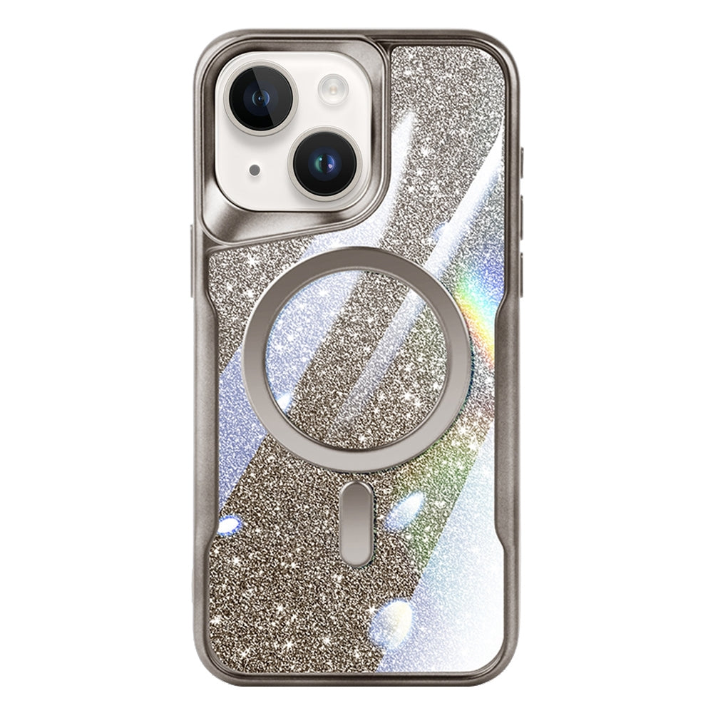 ELECTROPRIME For iPhone 15 Blade MagSafe Magnetic Gradient Glitter PC Phone Case(Titanium Grey)