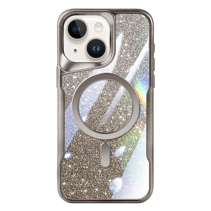 ELECTROPRIME For iPhone 15 Blade MagSafe Magnetic Gradient Glitter PC Phone Case(Titanium Grey)