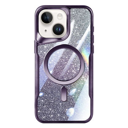 ELECTROPRIME For iPhone 15 Blade MagSafe Magnetic Gradient Glitter PC Phone Case(Purple)