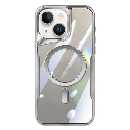 ELECTROPRIME For iPhone 15 Plus Blade MagSafe Magnetic Transparent PC Phone Case(Silver White)