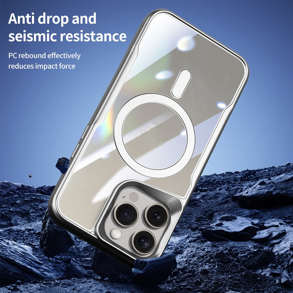 ELECTROPRIME For iPhone 15 Plus Blade MagSafe Magnetic Transparent PC Phone Case(Silver White)