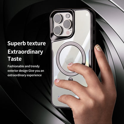 ELECTROPRIME For iPhone 15 Plus Blade MagSafe Magnetic Transparent PC Phone Case(Silver White)