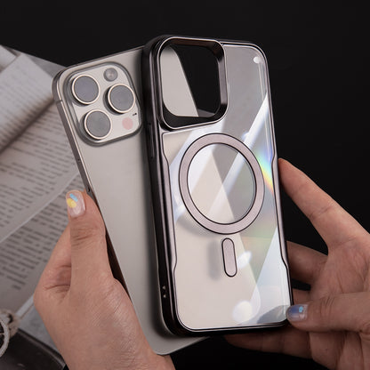 ELECTROPRIME For iPhone 15 Plus Blade MagSafe Magnetic Transparent PC Phone Case(Silver White)