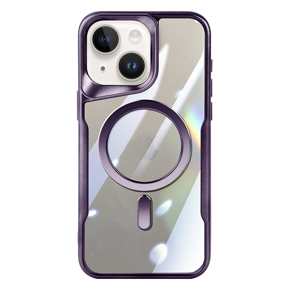 ELECTROPRIME For iPhone 15 Blade MagSafe Magnetic Transparent PC Phone Case(Purple)
