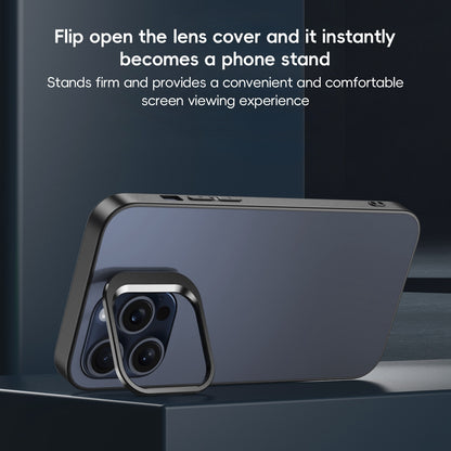 ELECTROPRIME For iPhone 15 Aluminum Alloy Lens Holder Frosted Skin-feel Phone Case(Grey)