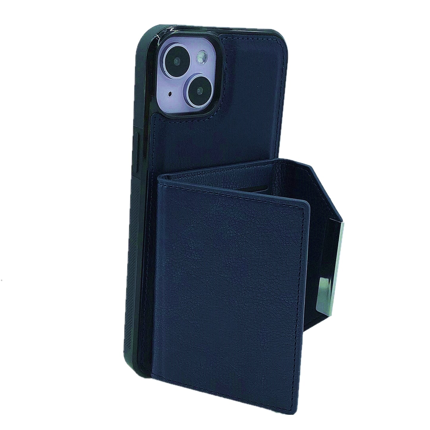 ELECTROPRIME For iPhone 15 Solid Color Metal Buckle Card Slots Bag Phone Case(Blue)