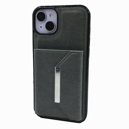ELECTROPRIME For iPhone 15 Solid Color Metal Buckle Card Slots Bag Phone Case(Grey)