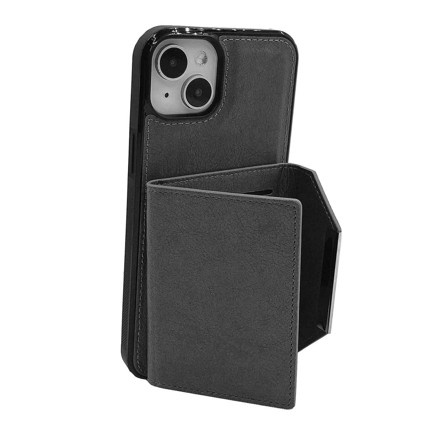 ELECTROPRIME For iPhone 15 Solid Color Metal Buckle Card Slots Bag Phone Case(Grey)