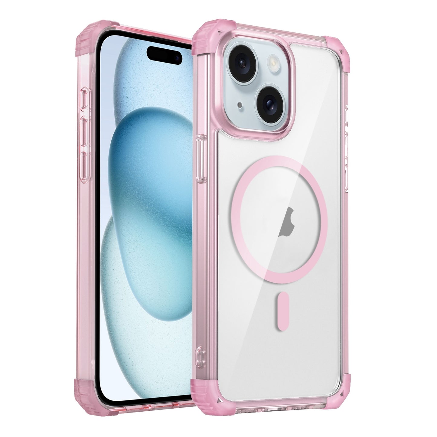 ELECTROPRIME For iPhone 15 Transparent MagSafe Magnetic Phone Case(Pink)