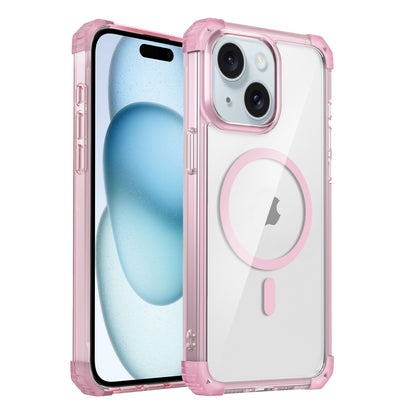 ELECTROPRIME For iPhone 15 Transparent MagSafe Magnetic Phone Case(Pink)