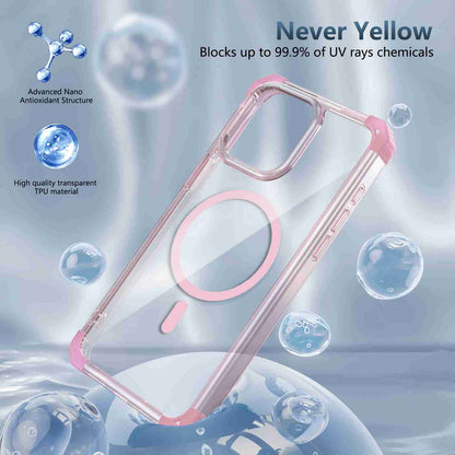 ELECTROPRIME For iPhone 15 Transparent MagSafe Magnetic Phone Case(Pink)