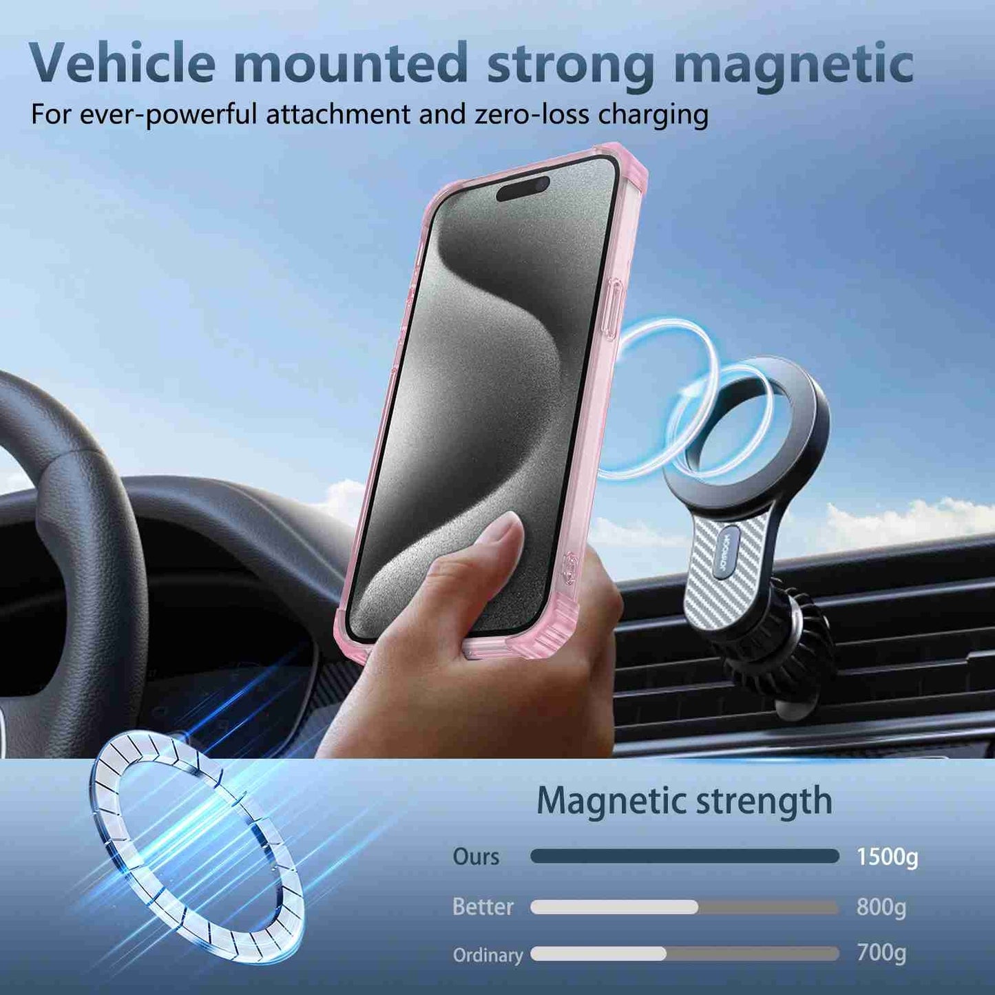 ELECTROPRIME For iPhone 15 Transparent MagSafe Magnetic Phone Case(Pink)